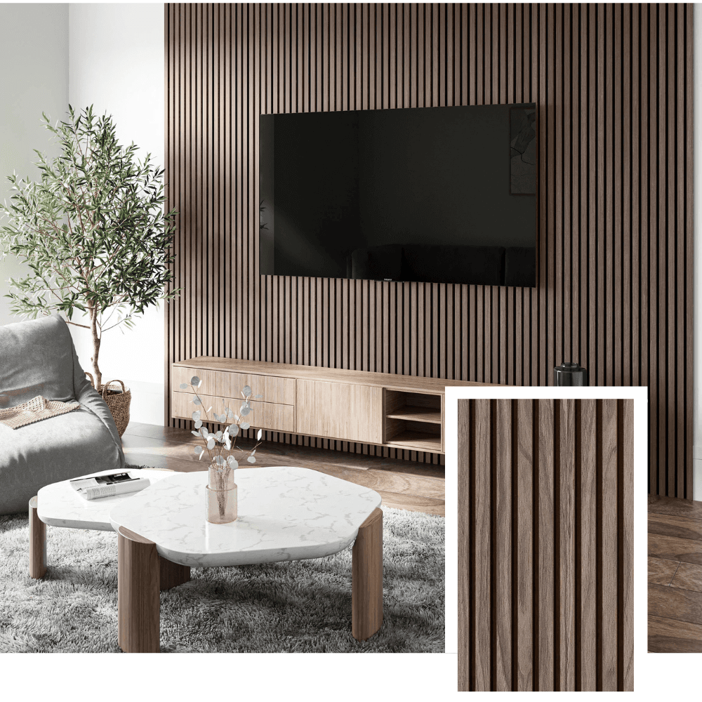 Walleu Acoustic Slat Panel — Notenhout